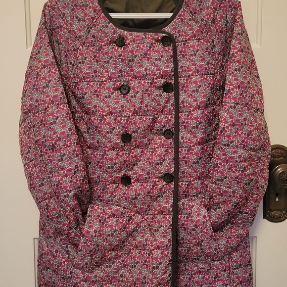 J. Crew x Liberty Green and Pink Floral Quilted Reversible Coat - Medium - Picture 3 of 8